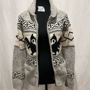 Bluenotes Black and Gray Knit Cardigan